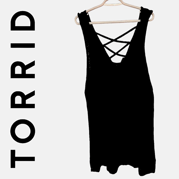 torrid Tops - Torrid Black Knitted Tank Tunic with Criss Cross Back Plus Size 3